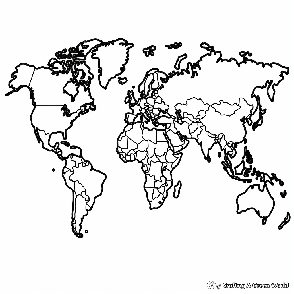 Countries And Oceans World Map Coloring Pages 3
