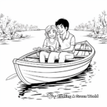 Couple Rowing Boat Romantic Coloring Sheets 3