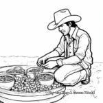 Cowboy Harvesting Pecans Coloring Pages 1