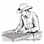 Cowboy Harvesting Pecans Coloring Pages 3