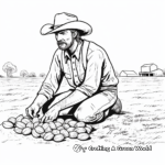 Cowboy Harvesting Pecans Coloring Pages 4