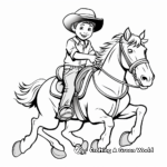 Cowboy Riding a Horse Cartoon Coloring Pages 2