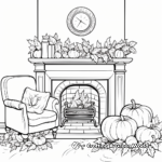 Cozy Autumn Fireplace Coloring Sheets 3
