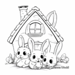 Cozy Burrow: Bunny Family Home Coloring Pages 1