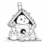 Cozy Burrow: Bunny Family Home Coloring Pages 2