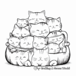 Cozy Cat Pack Sleeping Coloring Pages 2