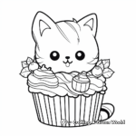 Cozy Cat with Warm Cupcake Coloring Pages 1