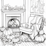 Cozy Fall Fireplace Scene Coloring Pages 3