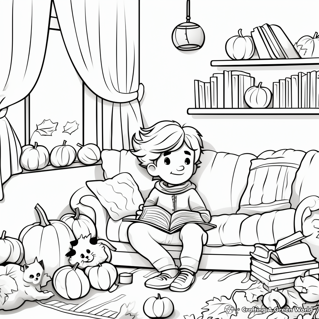 Cozy Fall Indoor Life Coloring Pages 2