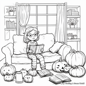 Cozy Fall Indoor Life Coloring Pages 3