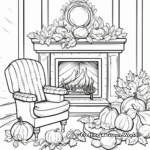 Cozy Fireplace Thanksgiving Coloring Pages 2