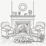 Cozy Fireplace Winter Solstice Coloring Pages 2