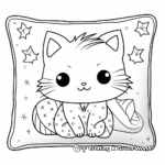 Cozy Pillow Cat Winter Coloring Pages 1
