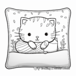 Cozy Pillow Cat Winter Coloring Pages 3
