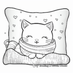 Cozy Pillow Cat Winter Coloring Pages 4