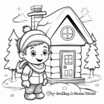 Cozy Winter Cabin Coloring Pages 1