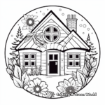 Cozy Winter Cabin Mandala Coloring Pages 2