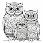 Creative Adult Coloring Pages: Hawk Owl Family 1