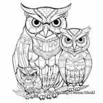 Creative Adult Coloring Pages: Hawk Owl Family 2
