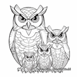 Creative Adult Coloring Pages: Hawk Owl Family 3