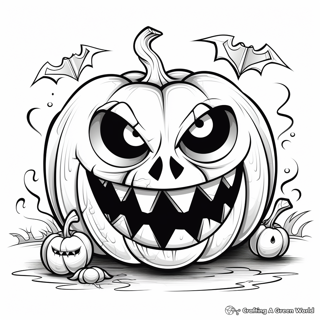 Creepy Crawly Spider and Jack o Lantern Coloring Pages 1