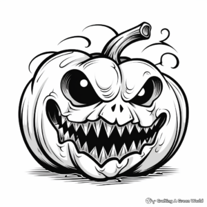 Creepy Halloween Pumpkin Coloring Pages 1