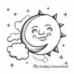 Crescent Moon and Evening Sun Coloring Pages 1