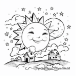 Crescent Moon and Evening Sun Coloring Pages 3