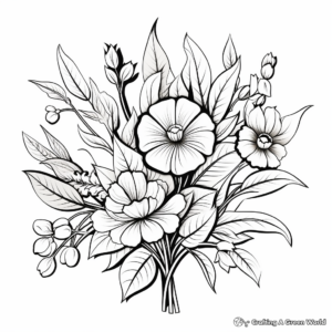 Crisp and Colorful Autumn Leaves and Flowers Coloring Pages 1