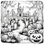Cryptic Crypts: Spooky Graveyard Coloring Pages 1