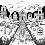Cryptic Crypts: Spooky Graveyard Coloring Pages 4