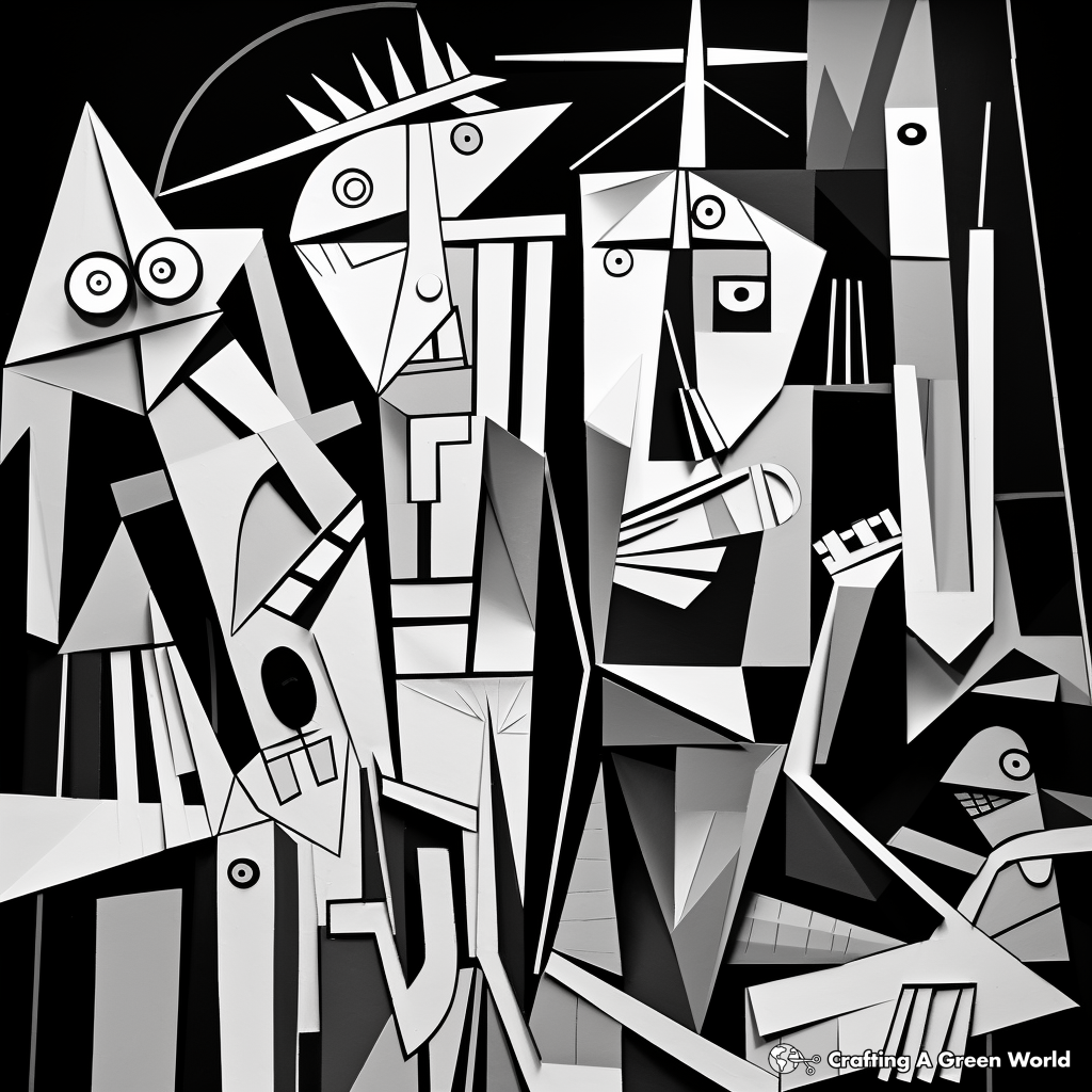 Cubist Guernica by Picasso Coloring Pages 2