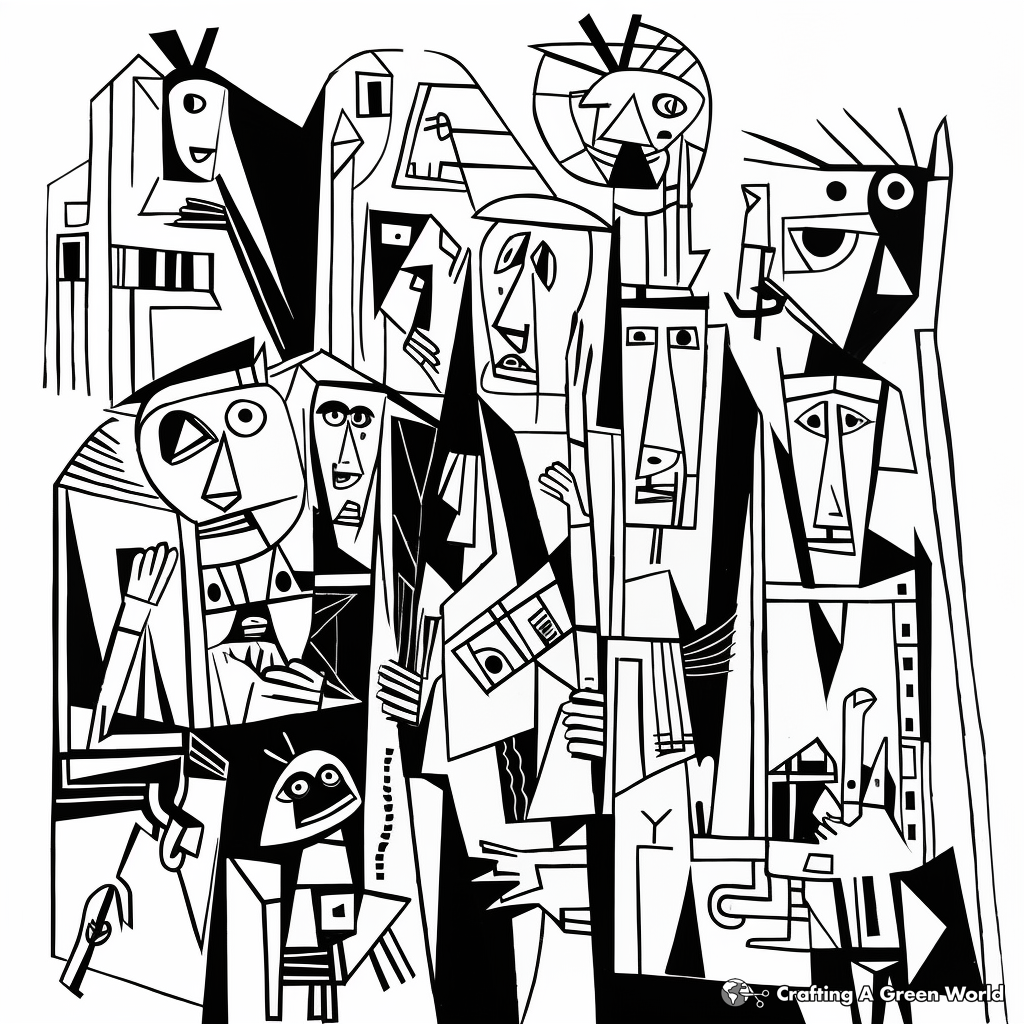 Cubist Guernica by Picasso Coloring Pages 4