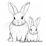 Cuddly Baby Bunny and Mommy Coloring Pages 1