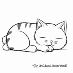 Cuddly Kawaii Cat Sleeping Coloring Pages 1