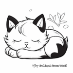Cuddly Kawaii Cat Sleeping Coloring Pages 2
