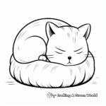 Cuddly Kawaii Cat Sleeping Coloring Pages 3