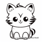 Cute and Fluffy Kawaii Cat Coloring Pages 1