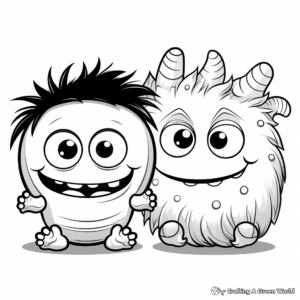 Cute and Friendly Monsters Blank Coloring Pages 1