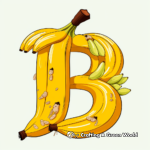 Cute 'B is for Banana' with Monkey Coloring Pages 1