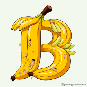 Cute 'B is for Banana' with Monkey Coloring Pages 1