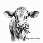 Cute Baby Cow with Bow Coloring Pages 2