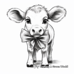 Cute Baby Cow with Bow Coloring Pages 3