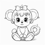 Cute Baby Girl Monkey Coloring Pages 2