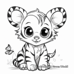 Cute Baby Tiger with Butterfly Coloring Pages 2