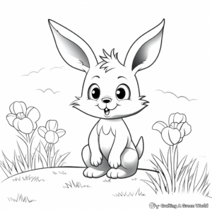 Cute Bunny Spring Coloring Pages for Toddlers 1
