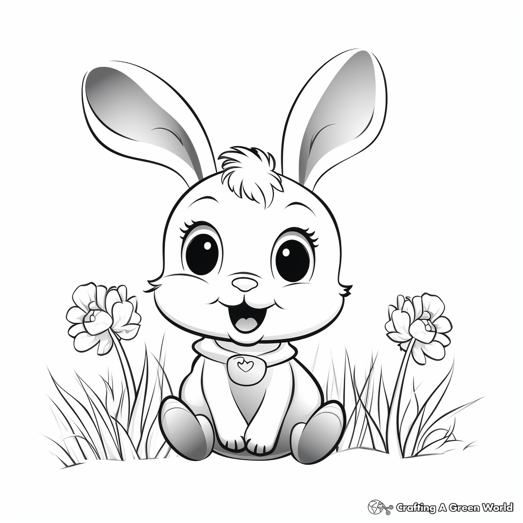 Cute Bunny Spring Coloring Pages for Toddlers 2