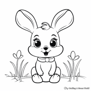 Cute Bunny Spring Coloring Pages for Toddlers 3