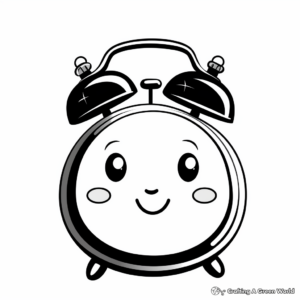 Cute Cartoon Alarm Clock Coloring Pages 3