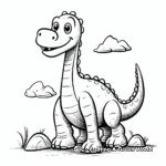 Cute Cartoon Brontosaurus Coloring Pages 1